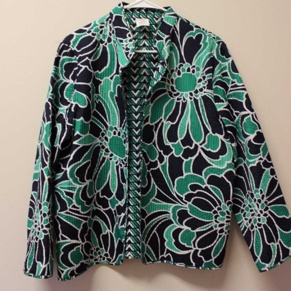 Floral Patterned Jacket in Green and Black